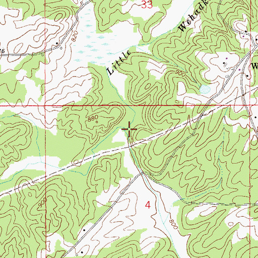 Topographic Map of Little Wehadkee Branch, AL