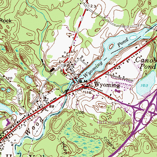 Topographic Map of Wyoming Pond Upper Dam, RI