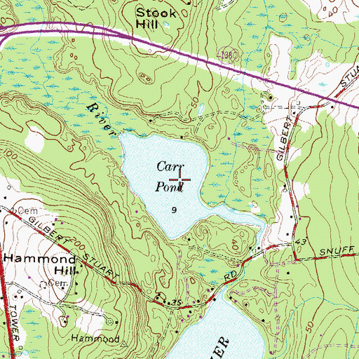 Topographic Map of Carr Pond, RI