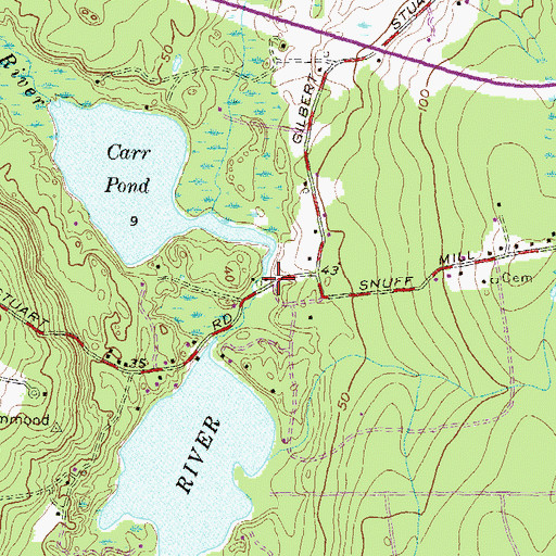 Topographic Map of Carr Pond Dam, RI