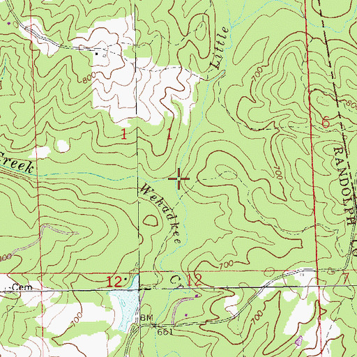 Topographic Map of Little Wehadkee Creek, AL