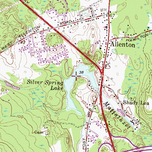 Topographic Map of Silver Spring Lake Dam, RI