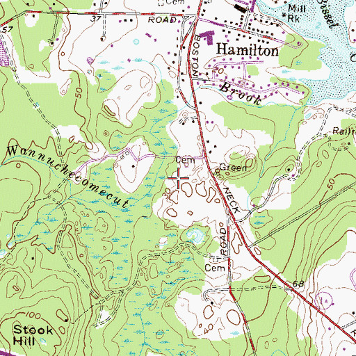 Topographic Map of Wertz and Viall Pond Dam, RI