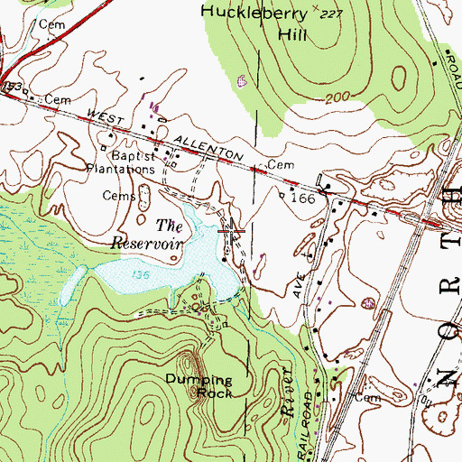 Topographic Map of Slocum Reservoir Dam, RI