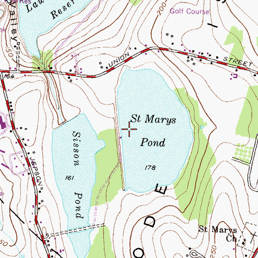 Topographic Map of Saint Marys Pond Dam, RI