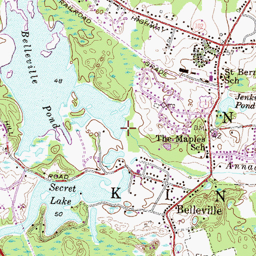Topographic Map of Bellville Pond Dam, RI