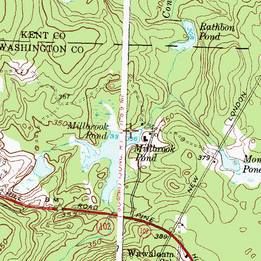 Topographic Map of Millbrook Pond Dam, RI