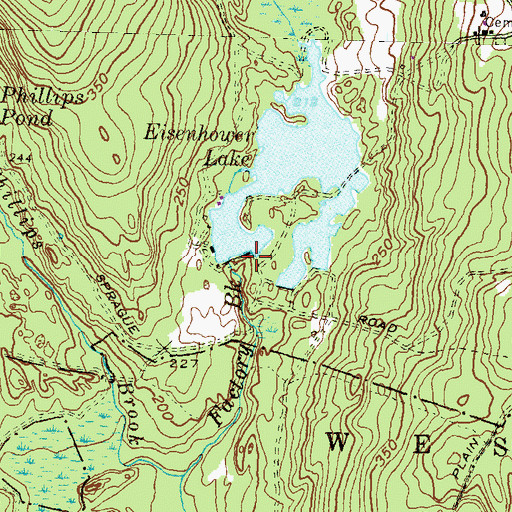 Topographic Map of Eisenhower Lake Dam, RI