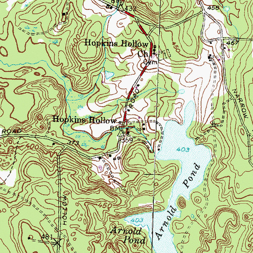 Topographic Map of Arnold Pond Dam, RI