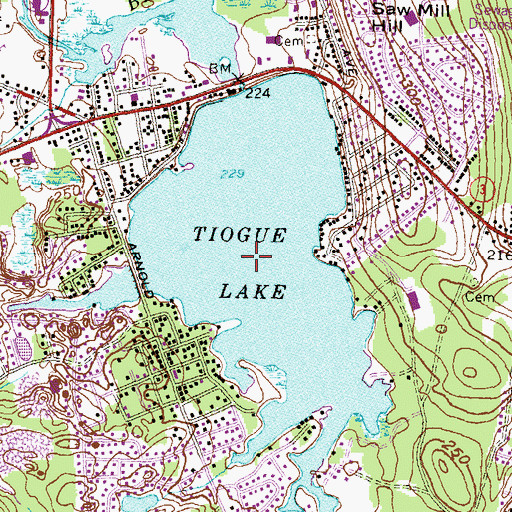 Topographic Map of Tiogue Lake Dam, RI