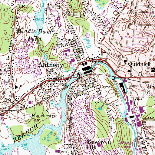 Topographic Map of Pawtuxet River, RI