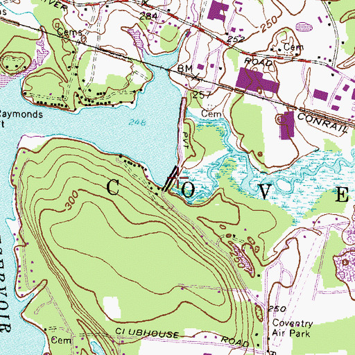 Topographic Map of Flat River Reservoir Dam, RI