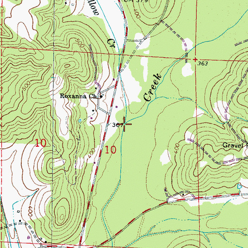 Topographic Map of Little Yellow Creek, AL