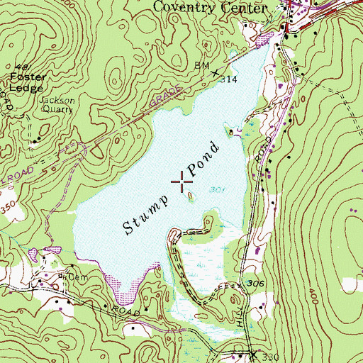 Topographic Map of Coventry Reservoir, RI
