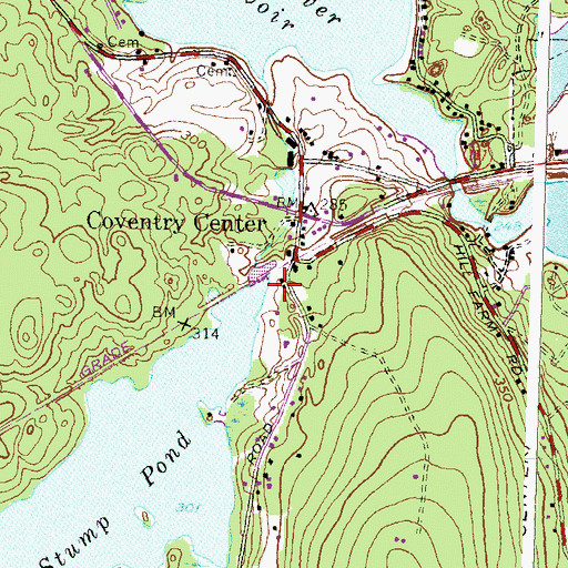Topographic Map of Coventry Reservoir Dam, RI