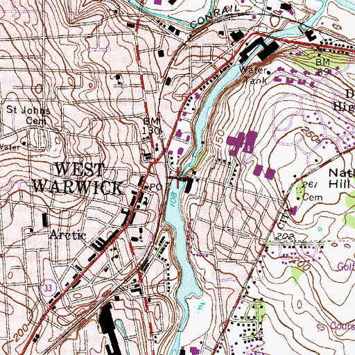 Topographic Map of Pawtuxet River-South Branch, RI