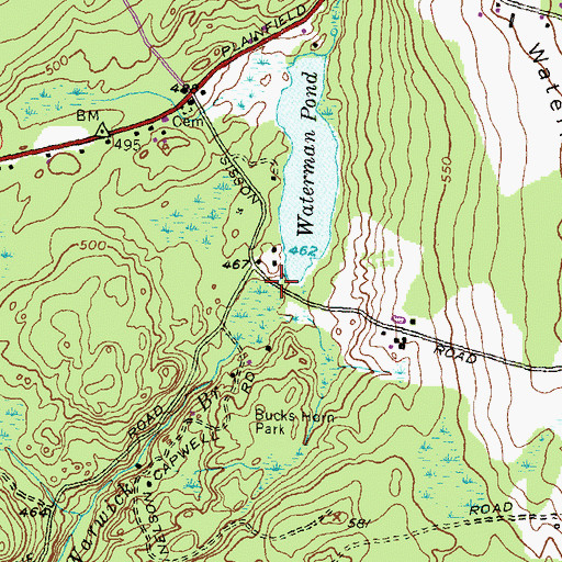 Topographic Map of Waterman Pond Dam, RI