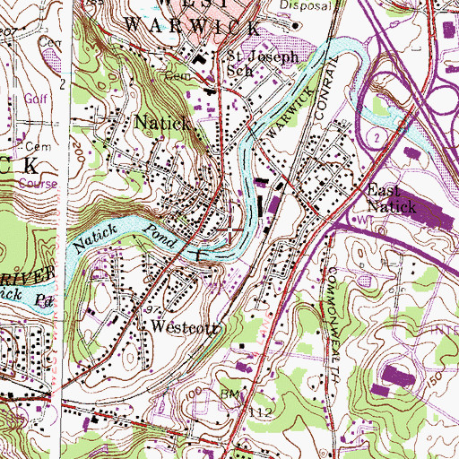 Topographic Map of Natick Pond, RI