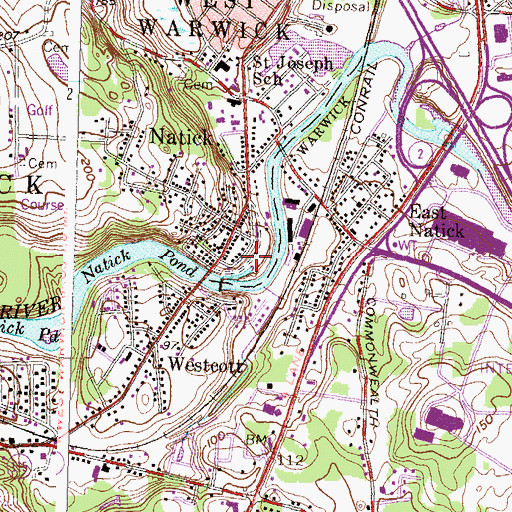 Topographic Map of Natick Pond Dam, RI