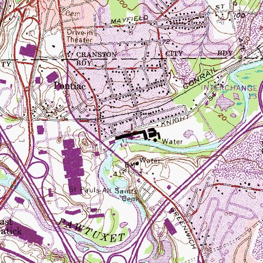 Topographic Map of Fruit of the Loom Dam, RI