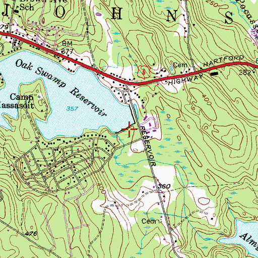 Topographic Map of Oak Swamp Reservoir Dam, RI