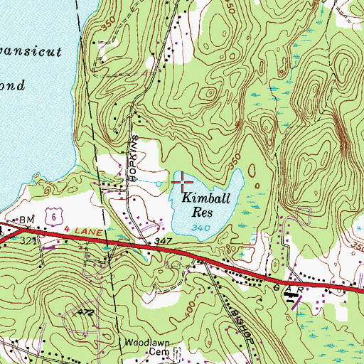 Topographic Map of Kimball Reservoir Dam, RI