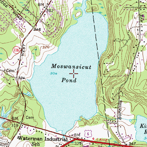 Topographic Map of Moswansicut Pond Dam, RI