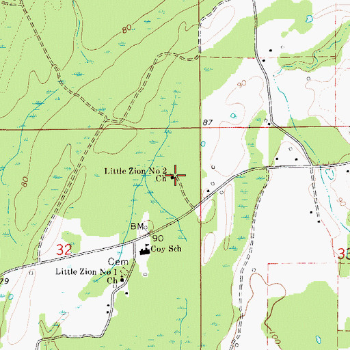 Topographic Map of Little Zion Number 2 Church, AL