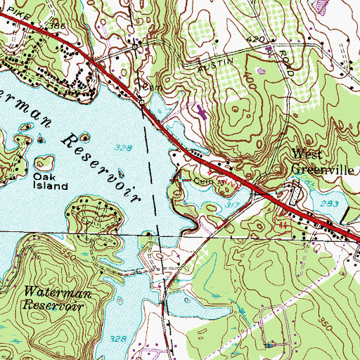 Topographic Map of Waterman Reservoir Dam, RI