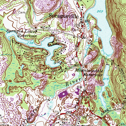 Topographic Map of Sprague Lower Reservoir Dam, RI