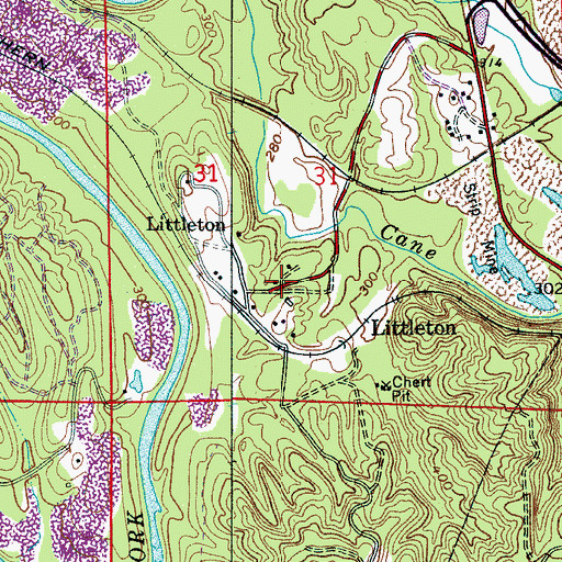Topographic Map of Littleton, AL