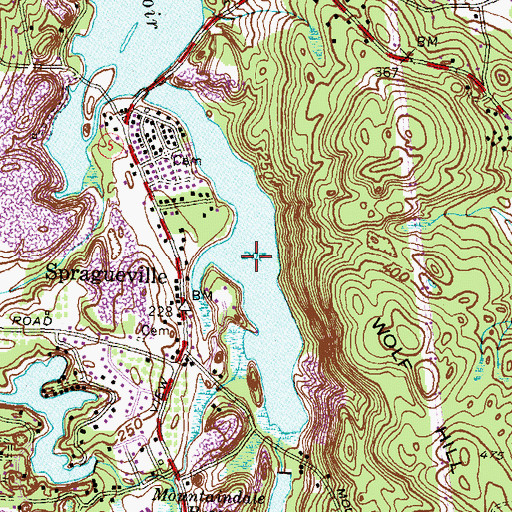 Topographic Map of Curran Lower Reservoir, RI
