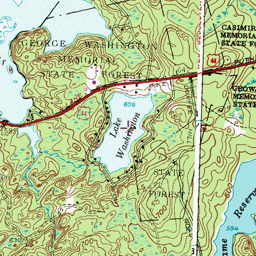 Topographic Map of Lake Washington, RI