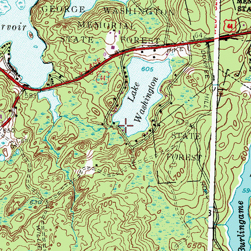 Topographic Map of Lake Washington Dam, RI