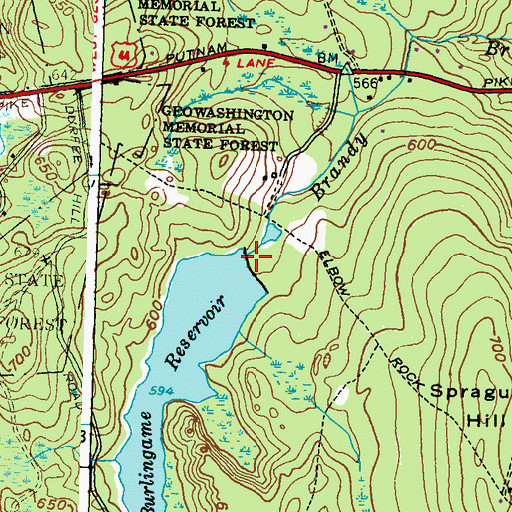 Topographic Map of Burlingame Reservoir Upper Dam, RI
