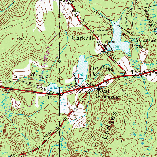 Topographic Map of Hawkins Pond Dam, RI
