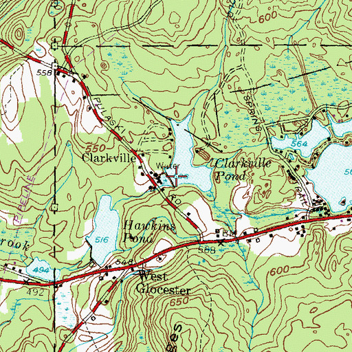 Topographic Map of Clarkville Pond Dam, RI