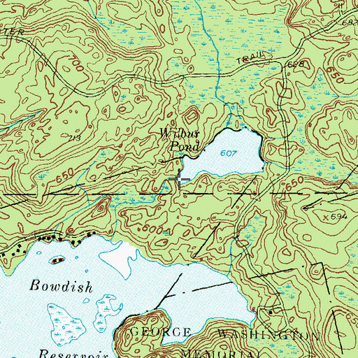 Topographic Map of Wilbur Pond, RI
