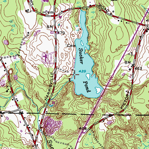 Topographic Map of Sucker Pond Dam, RI