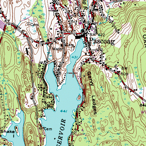 Topographic Map of Pascoag Reservoir Upper Dam, RI