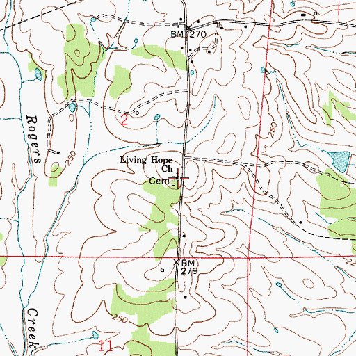 Topographic Map of Living Hope Baptist Church, AL