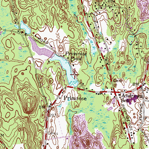 Topographic Map of Primrose Pond Dam, RI