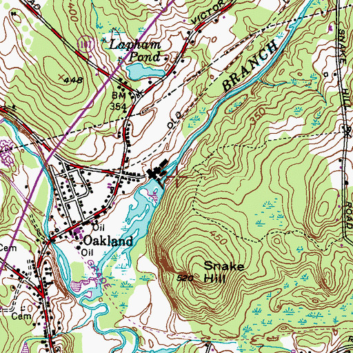 Topographic Map of Oakland Pond Dam, RI