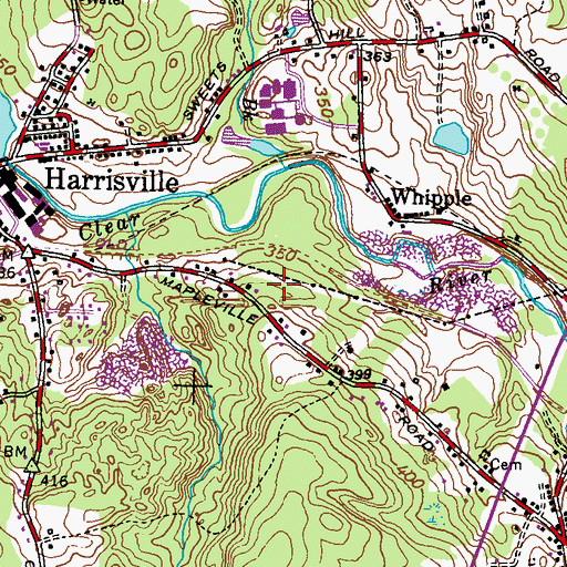 Topographic Map of Aldersgate Lake Dam, RI