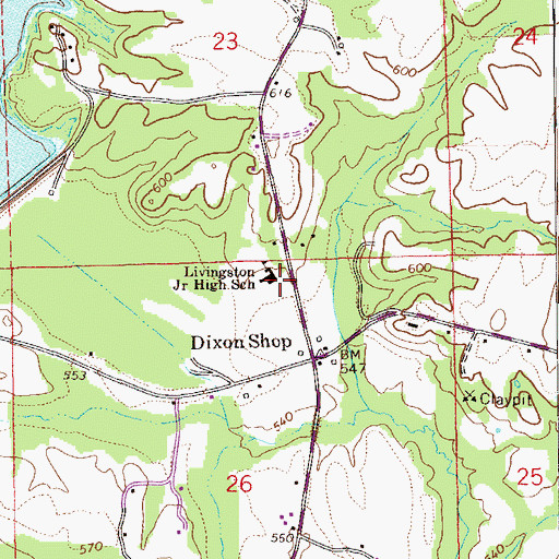 Topographic Map of Livingston Junior High School, AL