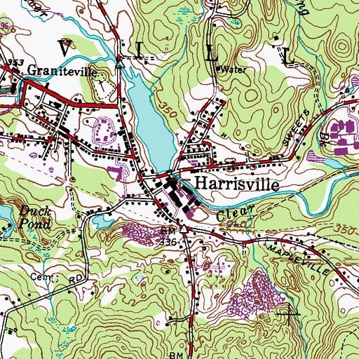 Topographic Map of Harrisville Pond Dam, RI