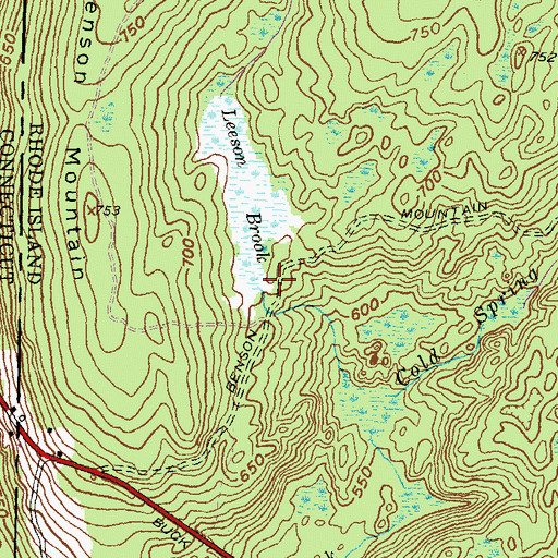 Topographic Map of Buck Hill Pond, RI