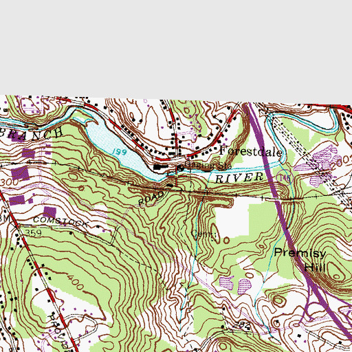 Topographic Map of Forestdale Pond Dam, RI