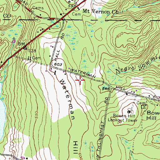 Topographic Map of Vernon, RI