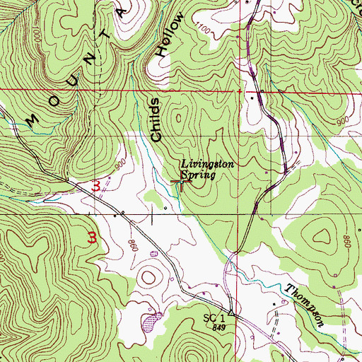 Topographic Map of Livingston Spring, AL